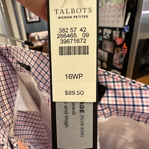 New with Tags! - Talbots Signature Capris Women's Size 16 WP Blue Pink Check Mid - Picture 4 of 4